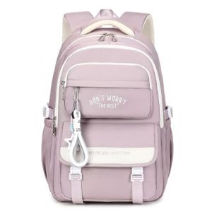 Tanou Sac a Dos Fille pour Adolescentes, Grande Capacit&eacute; Cartable Fille pour &Eacute;cole Primaire College Lyc&eacute;e, Imperm&eacute;able Cartable Scolaire Sac &agrave; Dos D&eacute;contract&eacute; &agrave; la Mode, Violet (Tanou Bagages, neuf)