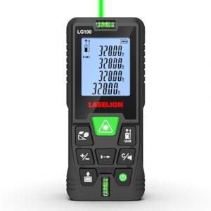 Télémètre Laser Vert Mètre Laser 100M Numérique, Laser Vert pour Une Meilleure Visibilité, Niveau à Bulle Intégré, Plusieurs Modes de Mesure avec 2 Piles AA LASELION LG100 (BST EU DIRECT, neuf)