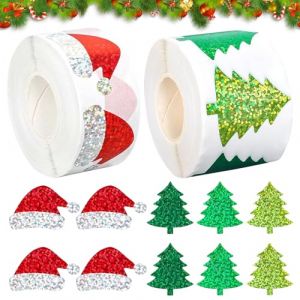Autocollant Noel, 1000Pcs Stickers Noel paillet&eacute;s, Gommettes Autocollantes, Gommettes Noel,Autocollants D&eacute;coratifs pour Scrapbooking No&euml;l D&eacute;coration Cartes Cadeau,Christmas Decorations,Cadeaux Noel (Makabea, neuf)