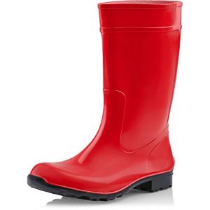 Ladeheid Bottes de Pluie Femme en Caoutchouc PVC avec Semelle Extérieure Antidérapante 100% Imperméable Chaussures pour Femmes résistantes à l'eau LA-967 (Rouge/Noir, 41 EU) (Hisert, neuf)