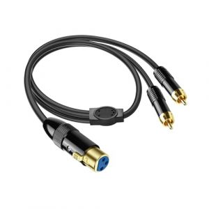 PNGKNYOCN XLR &agrave; 2 RCA y Splitter Cable asym&eacute;trique XLR femelle &agrave; double RCA m&acirc;le c&acirc;ble d'interconnexion audio st&eacute;r&eacute;o pour amplificateur mix microphone (0.5M/1.6FT (KANGPING, neuf)