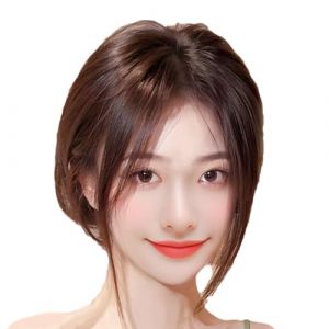 Perruque Frange,Frange Perruque Femme - Perruque pour femmes &agrave; franges r&eacute;alistes &agrave; huit caract&egrave;res |Perruque respirante pour cheveux clairsem&eacute;s et couverture des cheveux gris pour les r&eacute;unions, (yehuiler, neuf)