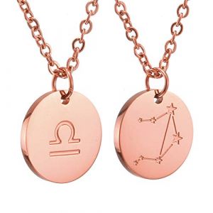 AFSTALR Zodiac Chain - Collier pendentif zodiaque or/argent/or rose I Collier zodiaque acier inoxydable femme, collier acier inoxydable femme (AFSTALR, neuf)