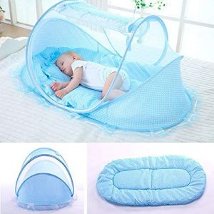 Lit Bébé, Berceau de voyage pliable, pour bébé avec Tente moustiquaire, Lit d'appoint léger avec matelas épais,1 kg, pour bébés de 0 à 3 ans size 110 * 65 * 60cm (bleu) (Acme Co,., neuf)
