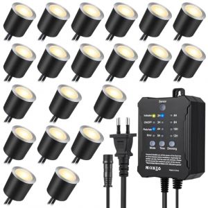 SMY Lot de 20 Dimmable Spot Terrasse Exterieur Encastrable avec Timing, Capteur de Cellule Photoélectrique et Coque de Protection, Ø32mm 0,6W Spot LED Encastrable Exterieur IP67 Étanche, Blanc Chaud (SMY  Lighting, neuf)