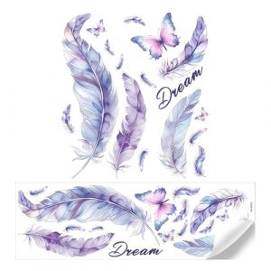 Pevlkawr Stickers Muraux Plume Autocollant Mural Papillon Violet Stickers Chambre Fille Stickers Muraux Enfants Autocollants Muraux Pour Décoration De Salon, Cuisine, Chambre D’enfants Et Bébé – Facil (GeDaHongBao, neuf)