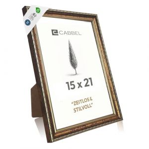 CABBEL Cadre Photo CELI Dor&eacute; 15x21 cm &ndash; Cadre Baroque Style Antique avec Verre Acrylique Incassable, D&eacute;coration Murale Chic pour Salon ou Bureau (Seller4Ever, neuf)