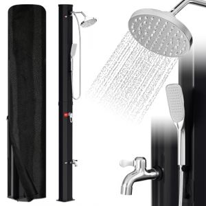 Eulenke Douche solaire de jardin 35 l avec pommeau de douche &agrave; effet pluie &agrave; 360&deg;, robinet et douchette, eau chaude max. 60 &deg;C, sans raccordement &eacute;lectrique, douche de piscine avec bouchon de vidange (NONGYF, neuf)