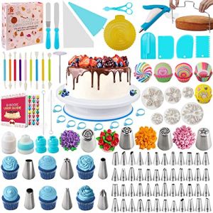 Nifogo Kit Patisserie 301 Pièces, Plateau Tournant Gateau, Douilles Pâtisserie, Poche a Douille, Kits de Décoration de Gâteaux pour Glaçag (Nifogo Deals, neuf)