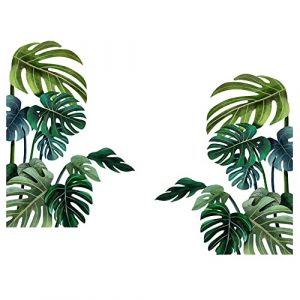 Autocollant Mural Plante Verte Sticker Tropicale,Stickers Plante,Sticker Mural Autocollant Amovible Bricolage,Autocollants Aquarelle Stickers Muraux,D&eacute;coration Pour D&eacute;coration De Maison Et De Pi&egrave;ce (Wanfoou-EU, neuf)