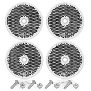 AGRISHOP Blanc Catadioptre Rond,4pièces,Homologué E9,Ø60 mm,Réflecteurs à Visser pour Remorque,Reflector Rond Signalisation pour Poteau Van Auto RV Caravane,Reflector Œil de Chat (Blanc/Rond/4pièces） (AGRISHOP, neuf)