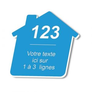 Plaque grav&eacute;e personnalis&eacute;e autocollante pour nom et num&eacute;ro de bo&icirc;te aux lettres en forme de maison design &ndash; bleu clair - format 8x8 cm (my-goodprice, neuf)