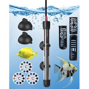 Chauffage d'Aquarium 100W Chauffage Aquarium 120L Résistance Aquarium avec Thermostat 20-34℃ Température Réglable Chauffe-Aquarium avec Ventouse Chauffage pour Aquarium de Poissons et de Tortues (LuneKuck, neuf)