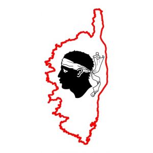 JVM - Autocollant sticker tuning pour voiture, boite à lettre, pc ordinateur portable laptop : (Rouge sur fond transparent, Lot de 1 - Corse île de beauté 12x6 cm) (JoviMarket, neuf)