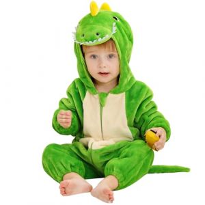HAHASHOW B&eacute;B&eacute; d'hiver Grenouill&egrave;res Combinaison, Unisexe Animal Barboteuses Manteau &agrave; Capuche, Enfants Flanelle Pyjama Jumpsuit pour Gar&ccedil;on et Fille 24-30 Mois, Vert (BabyHome Supply, neuf)