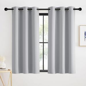 KGORGE Rideaux Occultants avec Œillets, Thermiques Isolants Lumiere, Panneaux Decoration Fenetre Maison Chambre Cuisine, 2 Pièces, L90 x H140cm, Gris Clair (KGORGEHOME, neuf)