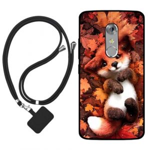 Sunrive Coque Compatible avec ZTE Axon 7,TPU Étui Housse Protecteur Souple Gel Mat Back Cover Mignon Motifs Antichoc Case(Le Renard Feuille d'érable)+1x Universelle Dragonne (sunrive, neuf)
