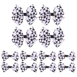 CONGARTENO Lot de 12 Barrettes à Cheveux pour Filles Nœuds Football Noir et Blanc Rubans de 89 CM Accessoires de Coiffure Sportives pour École Fête et Supporters (Huliio, neuf)