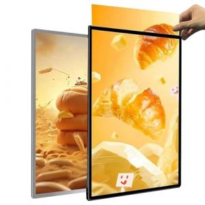 Cadre Lumineux Led Ultrafin, Cadre D'affiche Led, Publicitaire Mural D'int&eacute;rieur Avec Profil&eacute; En Aluminium, Verre Tremp&eacute;, Pour Affichage De Menus, Comptoir De Bar Black A4/22.5 * 30.4CM (HDTRJFTY, neuf)