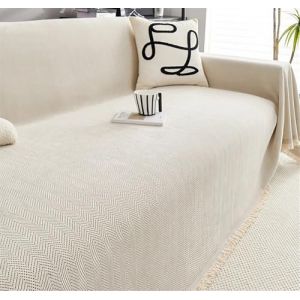 Home Couvre Canap&eacute; avec Franges, Couvre Lit Imperm&eacute;able, Multifonction Jet&eacute; De Canap&eacute; Grande Taille, Plaid Chevrons, Couvre-lit Por Canape &Agrave; Housse, Jet&eacute; De Lit Ou Jet&eacute; De Canap&eacute;(White,180cm x 380cm) (U.mi, neuf)