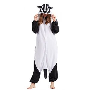 SimZoo Pyjama pour Adulte Halloween Vêtements Décontractés Combinaison Chemise de Nuit Grenouillere Pyjama Blaireau Américain L (APNOW, neuf)