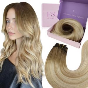 Fshine Tissage Extensions Remy Hair Couleur 6 Fading To 27 Honey Blonde And 60 Blonde Tissage Cheveux Humain 45cm 100g Weft Hair Extensionss Naturel Extensions a Tissage Cheveux Naturel (Fshine Hair Eu, neuf)