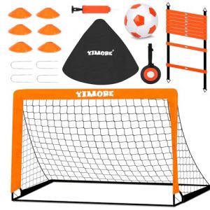 Yimore But de Football Enfant 120&times;90&times;90 cm, Cage Pliable avec &Eacute;chelle et Accessoires d&rsquo;Entra&icirc;nement, Id&eacute;al pour Jardin Ext&eacute;rieur (TitravelToys, neuf)