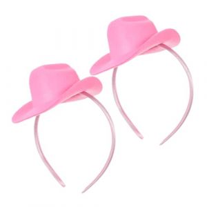 DECOMELODY Lot De 2 Bandeaux Serrage-t&ecirc;te Chapeau Mini Cowgirl Rose, Taille Unique, Accessoire Costume Western Danse Anniversaire Femme, Coiffure F&ecirc;te Western (FINNG, neuf)