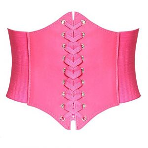 HANERDUN Ceinture Corset pour Femme Cuir Corset &agrave; Lacets Ceinture &Eacute;lastique Ceinture R&eacute;tro Cinch Quatre Tailles - Rose - Taille XL (AYOZI, neuf)