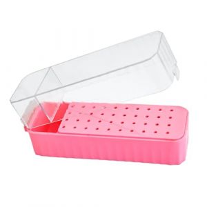 Support pour forets &agrave; ongles - 40 compartiments de rangement pour outils &agrave; ongles - Couvercle transparent - Bo&icirc;te de rangement &eacute;tanche &agrave; la poussi&egrave;re pour pointes abrasives - Soin des cuticules (HaiFusion Studio, neuf)