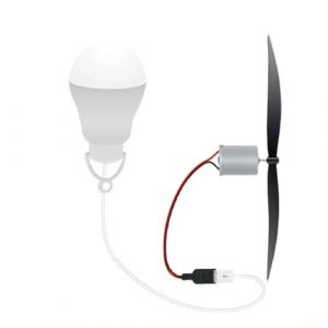 Kit de g&eacute;n&eacute;rateur d'&eacute;nergie &eacute;olienne avec lumi&egrave;re LED USB, moteur d'&eacute;olienne, ensemble &eacute;ducatif pour l'apprentissage &agrave; la maison avec h&eacute;lice de 18 cm, cadre en m&eacute;tal ABS, lumi&egrave;re 5 W (luckymore, neuf)