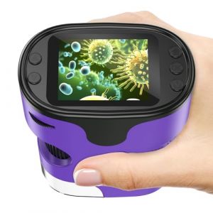 Microscope Enfant [Kit Complet] - Microscopes de Poche Numérique Écran 4K Mini Rechargeable Portable Cadeau Jouets Éducatif pour Enfants 4-12 Ans avec Carte 32Go, Coffret EVA, Lames Préparées (BEBANG, neuf)