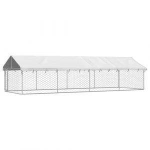 HOMTAKIE Chenil extérieur avec Toit 600x200x150 cm (MAPLETAINMENT, neuf)