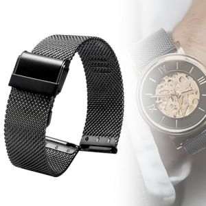 Montre Bracelet Maille Milanaise,Bracelet de Montre Metal Bracelet de Montre Réglable en Acier Inoxydable 20mm Noir bracelet montre 20mm bracelet montre metal (UAB WSVLKE LT, neuf)