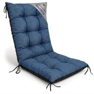 Amazinggirl Coussin Chaise Jardin Dossier Haut 50x120 cm - Matelas Si&egrave;ge Ext&eacute;rieur Mobilier Confort Imperm&eacute;able Rembourrage &Eacute;pais Protection Jean Lin &eacute;cologique Terrasse Bain Soleil (ASE Sp&oacute;łka Akcyjna, neuf)