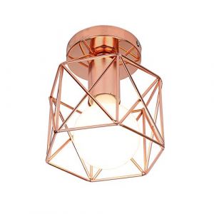 STOEX Retro Plafonnier Industrielle en Métal Carré Fer, Suspension Cage Cube Luminaire E27 pour Salon Chambre Café Bar Restaurent Entrée Couloir (Or rose) (STOEX, neuf)