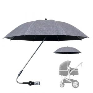 Ombrelle Poussette Universelle, Ombrelle Universelle Pour Poussette, Parasol Anti UV 50+ Pour Landau Avec Pince De Fixation Réglable, Parapluie De Protection Solaire Pour Landau Et Poussette (gris) (CAMEIRGOU, neuf)