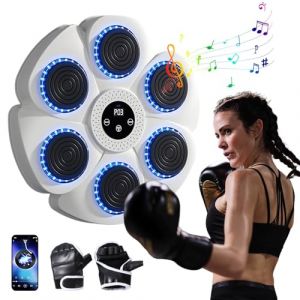 Machine de Boxe Musicale Adulte et Enfant, 9 Modes de Vitesse Cible Boxe Mural Musique avec Comptage Automatique, LED Machine De Boxe Musicale,Bluetooth Music Boxing Machine (white-1*Gants) (EagerMinds, neuf)