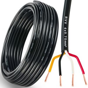 DARKGUARD C&acirc;ble pour Remorque 4 Fils 0,75mm&sup2;, C&acirc;ble Feux Remorque 4 Broches de Cuivre 10M, 12V/24V Rond Cable de V&eacute;hicule pour Remorques Camion Camping Car, Flexible PVC (DARKGUARD, neuf)