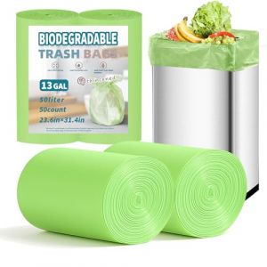 Lot de 50 Sacs Poubelle 50L Compostables - 50 litres Sacs Poubelle de Cuisine et Bureau - Vert 60x80 cm (BODFPPC, neuf)