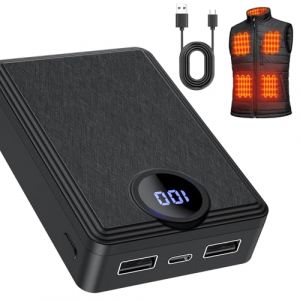 GOTOBI Batterie 12000 mAh pour gilets chauffants - Batterie externe rechargeable 5 V avec affichage LED - C&acirc;ble de charge USB-A pour gilets chauffants, sweats &agrave; capuche (GOTOBI, neuf)