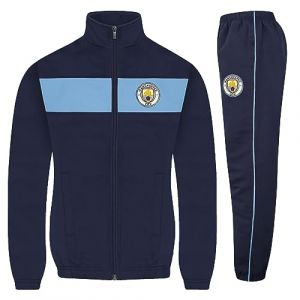 Manchester City FC officiel - Lot veste et pantalon de survêtement thème football - garçon - Bleu marine/ciel - 10-11 ans (FootballShopOnline, neuf)