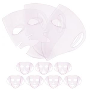 LRXIYODE Lot de 10 Masques en Silicone R&eacute;utilisables pour Visage Extensibles, Couleur Rose Clair Serviette Antid&eacute;rapante Hydratante pour Soin du Visage, Adapt&eacute; aux Masques en (XPWU, neuf)