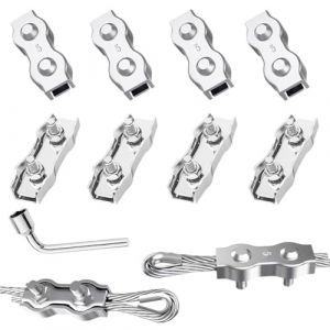 Serre Cable Acier Duplex Clips M5 8pcs Serre Cable Inox 5mm Pour Les Chantiers de Construction et Les Navires corde à linge (M5) (HYXIN-EU, neuf)