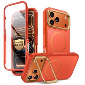 i-BLASON Ares Coque pour iPhone 17 Pro 6,3" 2025 avec Support [MagSafe Compatible] [Protection d'Ecran Verre Tremp&eacute;] [Bouton Cam&eacute;ra Compatible] Protection Int&eacute;grale Robuste Magn&eacute;tique (Corail) (SUPCASE & i-Blason Store, neuf)