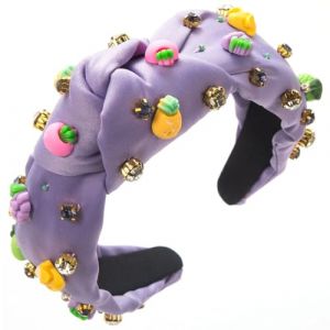 Serre-tête large noué pour femme avec perles de verre françaises - Bandeau pour fille - Serre-tête de mort - Serre-tête de mort - Serre-tête de mort - Serre-tête (hanjinjiancai, neuf)