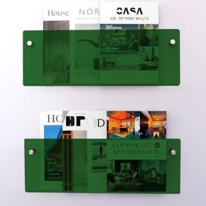 Gwezmxs Porte-Journaux Moderne, &Eacute;tag&egrave;re Murale en Acrylique, &Eacute;tag&egrave;re &agrave; Livres, 2 Pi&egrave;ces, 40x15cm, Vert (Gwezmxs-Direct, neuf)