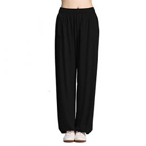 ZMIN Tai Chi Pantalon Femmes Hommes Plus La Taille Tai Chi Pantalon Joggerstrousers Casual Slim Pantalon Yoga Harem Pilates Pantalon Martial,Noir,5XL (zhongnabaihuo, neuf)