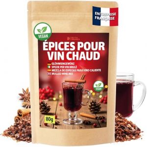 DETOX ORGANICA M&eacute;lange &Eacute;pices Vin Chaud - 80g d&rsquo;&eacute;pices naturelles Cannelle, Anis et autres &Eacute;pices - Pr&eacute;paration vin chaud maison, boissons chaudes hiver, jus de pomme chaud, infusion, desserts de No&euml;l (Detox Organica, neuf)
