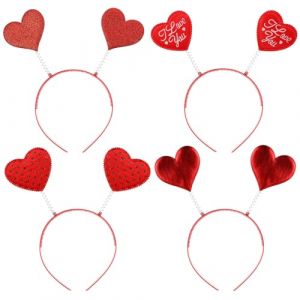 Healifty Lot de 4 Bandeaux Cheveux 3D de C&oelig;ur Rouge Accessoires Coiffure pour F&ecirc;te des Amoureux Couvre-Chef L&eacute;ger et Confortable Fournitures de F&ecirc;te et D&eacute;guisement Taille Unique (Madonna Tied, neuf)